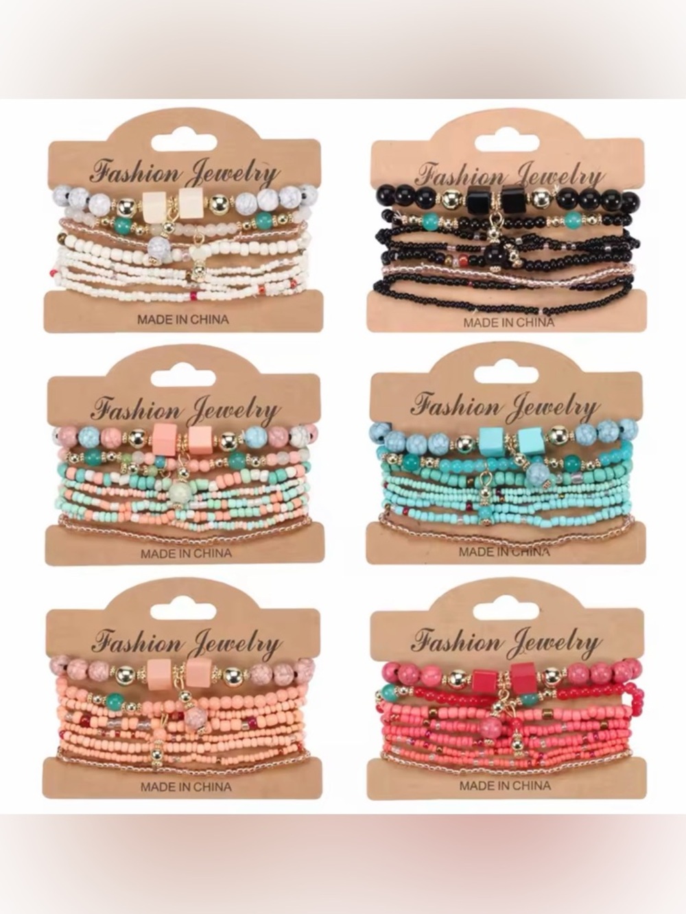 Fashion Jewelry Beaded Bracelet turquoise coral white beaded